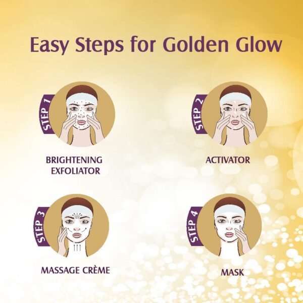 Lotus Herbals Radiant Gold Cellular Glow 1 Facial Kit | With 24K Gold Leaves | For Natural Golden Glow Skin | For Women & Men | All Skin Types | 37g