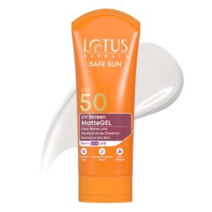 Lotus Herbals Safe Sun UV Screen Matte Gel Sunscreen SPF 50 PA+++ | Vanilla & Horse Chestnut | Matte Finish | No White Cast | Normal to Oily Skin | For Women and Men | Paraben & Cruelty Free | 50g
