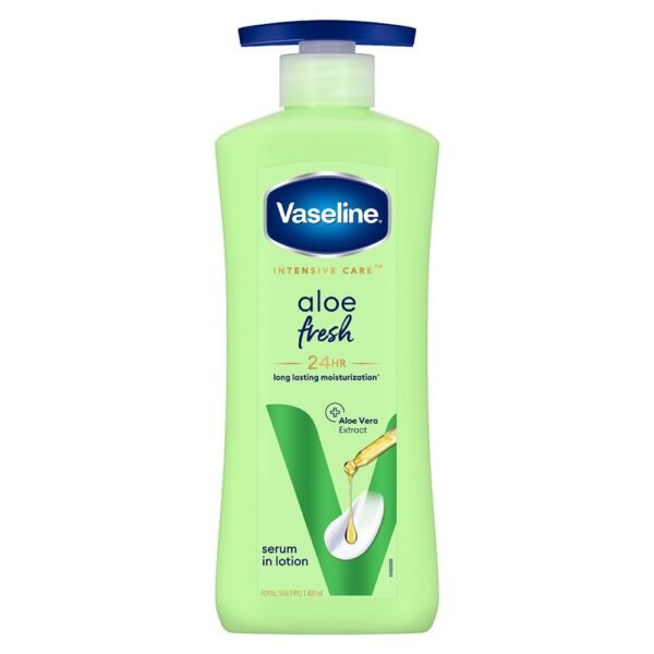 Vaseline Aloe Fresh Body Lotion,24 HR Long Lasting Moisturisation with Aloe Vera extract and Menthol 600ml