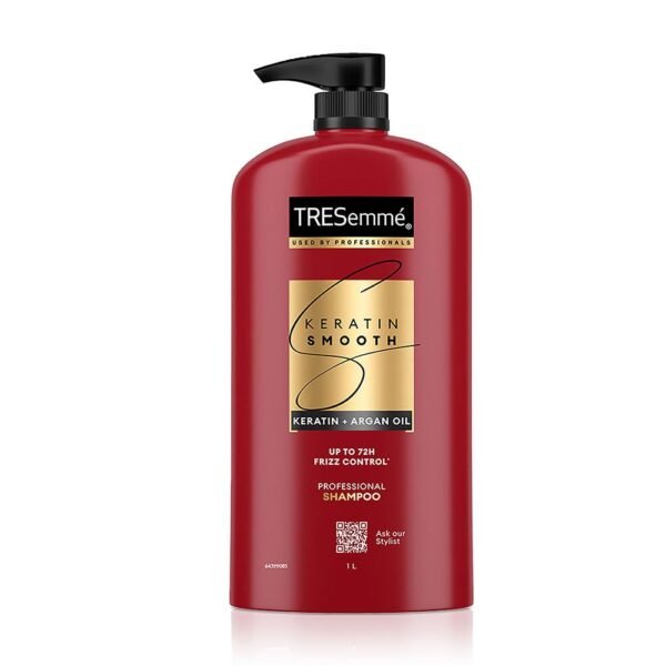 TRESemme Keratin Smooth+ Shampoo 1000ml With Keratin Protein and Argan Oil | Salon-Like Smooth Hair | Up To 72H Frizz Control