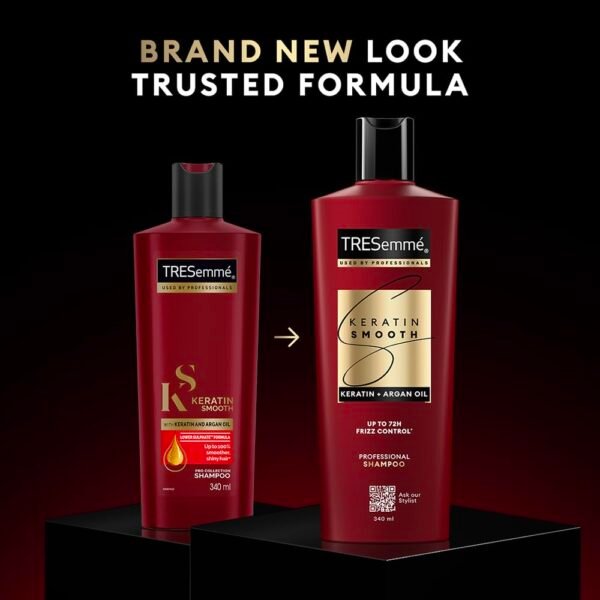 TRESemme Keratin Smooth+ Shampoo 1000ml With Keratin Protein and Argan Oil | Salon-Like Smooth Hair | Up To 72H Frizz Control