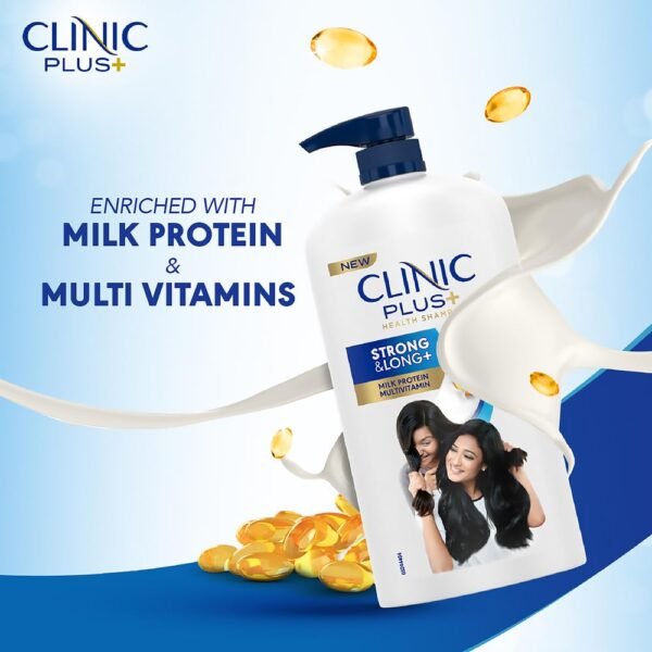 CLINIC PLUS Strong & Long Shampoo, 650 Ml, for Hair Growth and Strength, with Milk Proteins & Multivitamins, Strengthening Formula