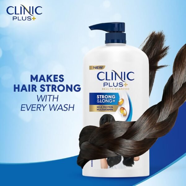 CLINIC PLUS Strong & Long Shampoo, 650 Ml, for Hair Growth and Strength, with Milk Proteins & Multivitamins, Strengthening Formula