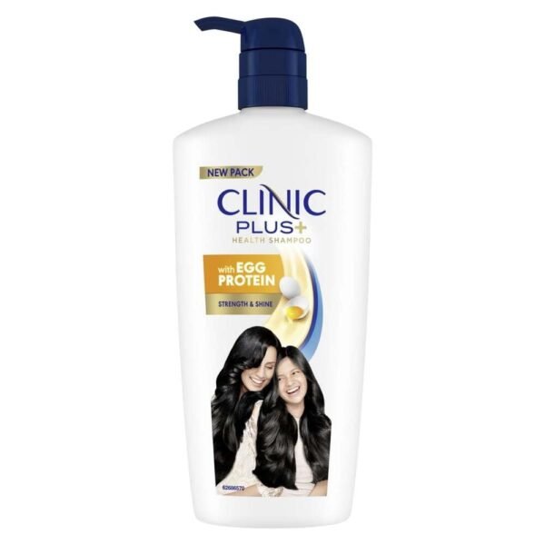 CLINIC PLUS Strength & Shine Shampoo, 650 ml, for Smooth and Strong Hair, with Egg Protein, Enhances Shine, Suitable for all Hair Types