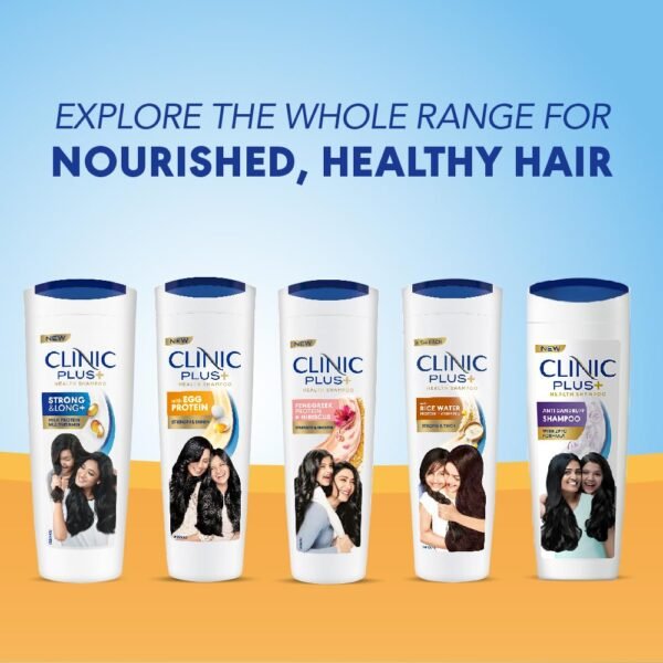 CLINIC PLUS Strength & Shine Shampoo, 650 ml, for Smooth and Strong Hair, with Egg Protein, Enhances Shine, Suitable for all Hair Types