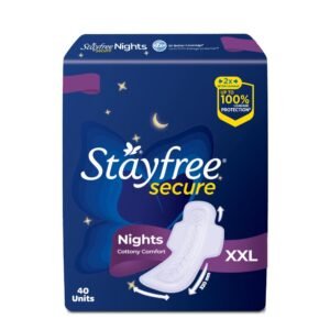Stayfree Secure Nights XXL | 40 Pads| Cottony Soft Sanitary Pads for Women | Upto 100% leakage protection | Buy XXL at XL price | Absorbs 2x Faster with Wider Back