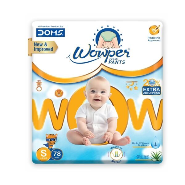 Wowper Baby Diaper Pants | Wetness Indicator | Anti Rash | up to 12 hrs Absorption | 4-8 Kg | Super Soft
