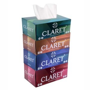 Claret Facial Tissue | Makeup Removal Tissue Wipes | Tissue Paper Holder For Office Desk | Car Accessories | 2 Ply Super Soft & Highly Absorbent | 200 Pulls Each