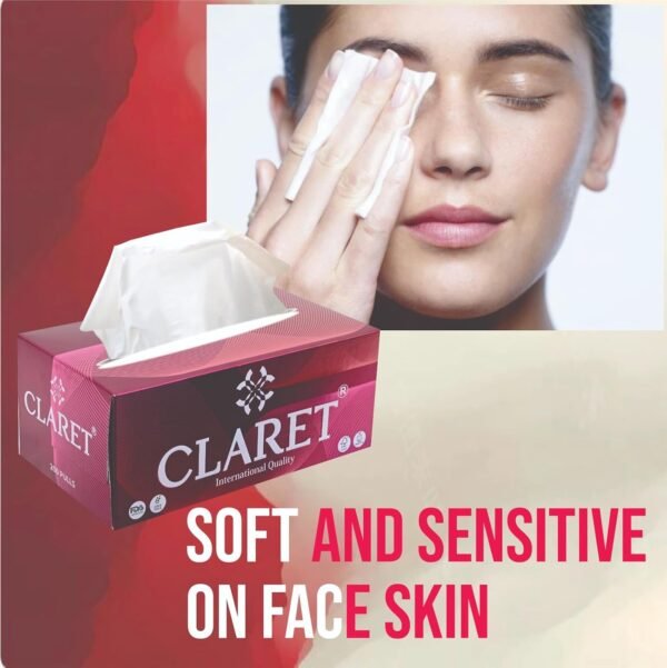Claret Facial Tissue | Makeup Removal Tissue Wipes | Tissue Paper Holder For Office Desk | Car Accessories | 2 Ply Super Soft & Highly Absorbent | 200 Pulls Each