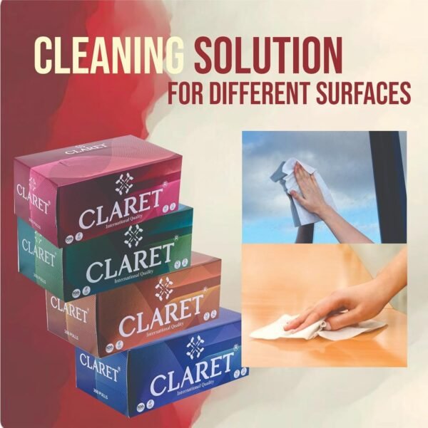 Claret Facial Tissue | Makeup Removal Tissue Wipes | Tissue Paper Holder For Office Desk | Car Accessories | 2 Ply Super Soft & Highly Absorbent | 200 Pulls Each