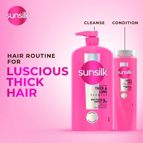 Sunsilk Luscious Thick & Long Shampoo 650 ml || with 3% KERA-PROTEIN COMPLEX for Thicker, Fuller & Bouncier Hair