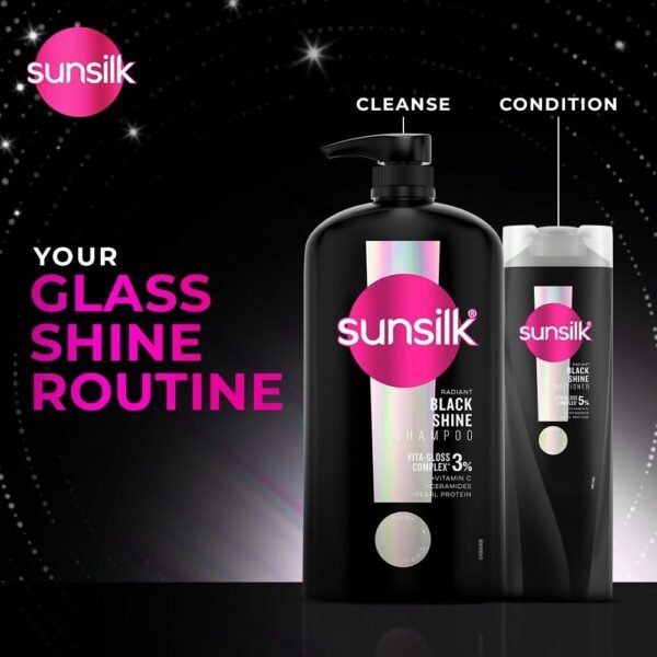 Sunsilk Stunning Black Shine Shampoo 650ML|| With Amla + Oil & Pearl Protein|| Gives Shiny|| Moisturised and Fuller Hair - Paraben Free