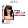 LOreal Paris Excellence Creme Triple Care No Ammonia Long-lasting Hair Color, 100% Grey Coverage, Powered by Pro-keratin and French Rose Oil, Shade Black 1, 72ml+100g