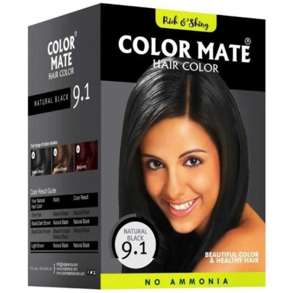 Color Mate No Ammonia Hair Color, 150g (9.1 Natural Black)
