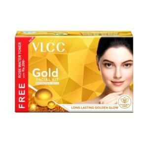 VLCC Gold Facial Kit with FREE Rose Water Toner - 300g + 100ml | 24K Colloidal Gold And Aloe Vera At Home Facial Kit | Bright & Radiant Complexion, Skin Cell Regeneration | Instant Glow Facial.