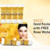 VLCC Gold Facial Kit with FREE Rose Water Toner - 300g + 100ml | 24K Colloidal Gold And Aloe Vera At Home Facial Kit | Bright & Radiant Complexion, Skin Cell Regeneration | Instant Glow Facial.