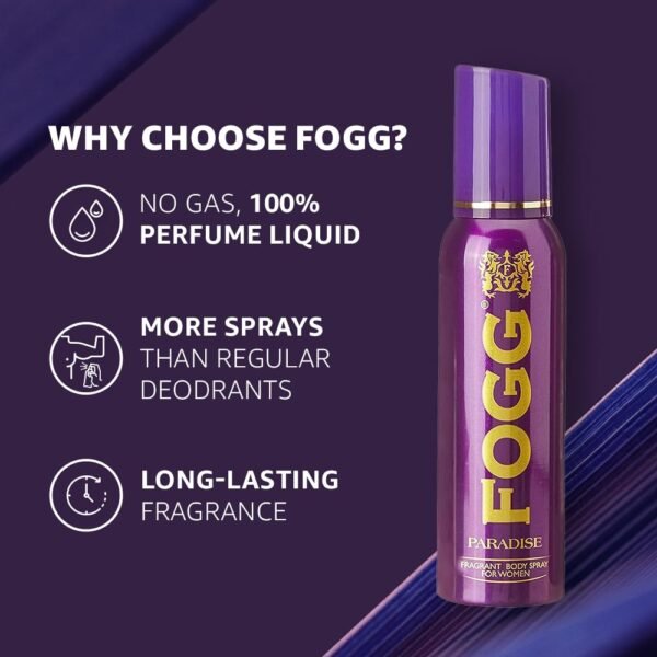 Fogg Paradise No Gas Deodorant for Women, Long-Lasting Perfume Body Spray, 150 ml