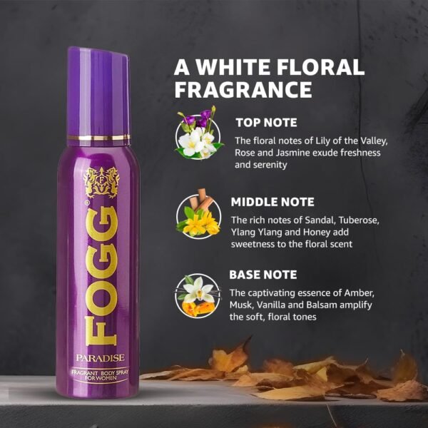 Fogg Paradise No Gas Deodorant for Women, Long-Lasting Perfume Body Spray, 150 ml