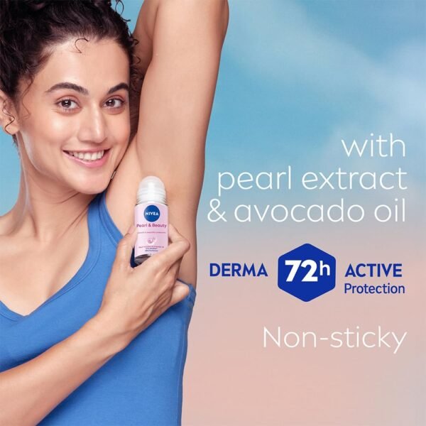 NIVEA Pearl and Beauty 50ml Deo Underarm Roll On |  | 72 H Long Lasting Floral Scent | 0% Alcohol and Dermat Approved | For Women