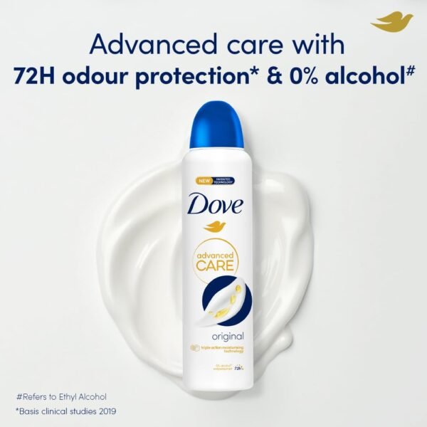 Dove Advanced Care Original Deodorant for Women | 72H Odour Protection | 0% Alcohol | Triple Moisturising Technology | 250 ML