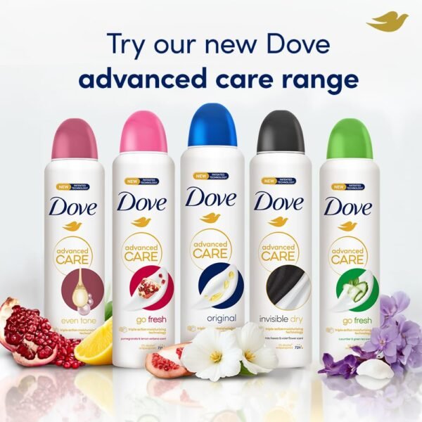 Dove Advanced Care Original Deodorant for Women | 72H Odour Protection | 0% Alcohol | Triple Moisturising Technology | 250 ML