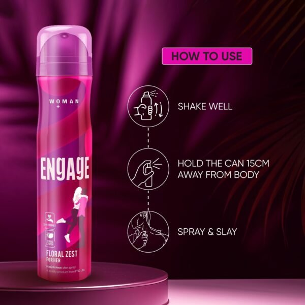 Engage Floral Zest Deodorant for Women, Citrus and Floral, Skin Friendly Deo, 150ml Body Spray