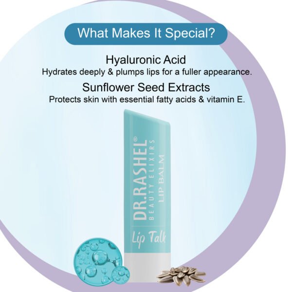 Dr.Rashel Hyaluronic Acid Lip Balm - 4.5 gms – Tinted Lip Moisturizer for Dry and Chapped Lips, Enriched with vitamin E and Natural Oil, Intense Hydration and UV protection
