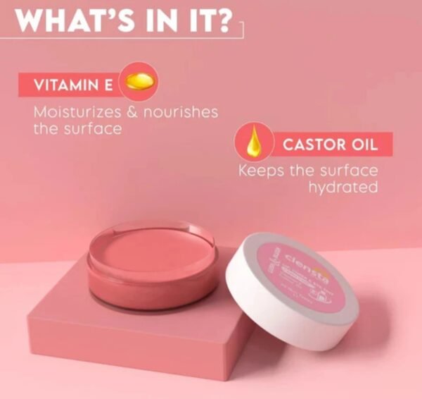 Clensta Lip Cheek Tint - Candy Cane, with Goodness of Vitamin E & Castor Oil, Nourishes & Hydrates Dry Chapped Lips, Blush & Eyeshadow for Women & Girls – 5 G