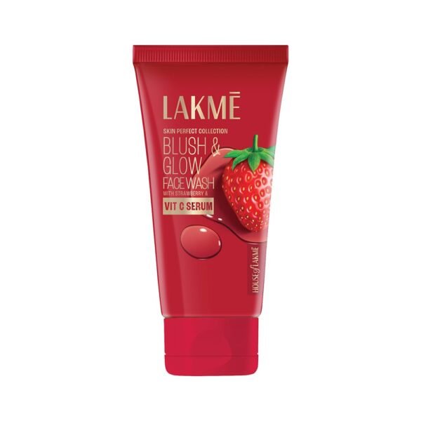Lakme Blush & Glow Strawberry Refreshing Gel Face Wash 150 g|| With 100% Natural Fruit for Glowing Skin - Daily Gentle Exfoliating Facial Cleanser