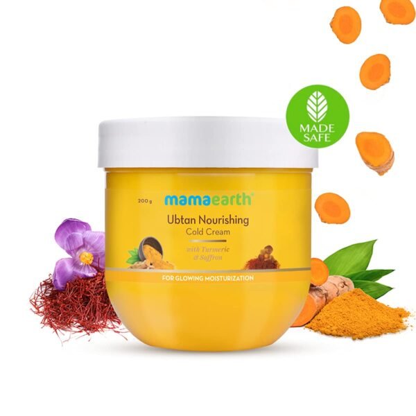 Mamaearth Ubtan Nourishing Cold Cream with Turmeric & Saffron | For Glowing Moisturization | Nourishes Skin | 200 g