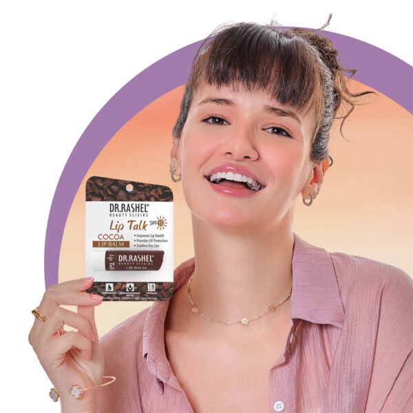 Dr.Rashel Cocoa Lip Balm - 4.5 gms – Tinted Lip Moisturizer for Dry and Chapped Lips, Enriched with vitamin E and Natural Oil, Intense Hydration and UV protection
