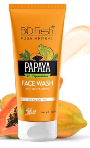 BIOFRESH Hydrating Papaya Cleanser Face Wash Skincare for Face with Active Aroma for Glowing Exfoliating & Brightening Skin Gentle Formula for All Skin Types (120ML)