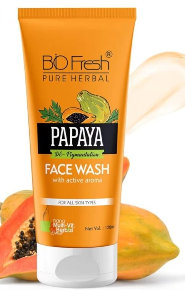 BIOFRESH Hydrating Papaya Cleanser Face Wash Skincare for Face with Active Aroma for Glowing Exfoliating & Brightening Skin Gentle Formula for All Skin Types (120ML)