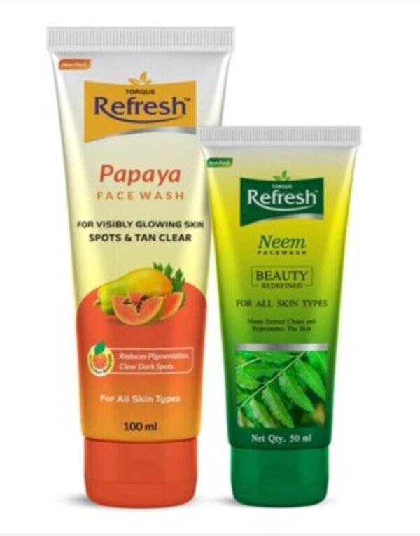 Torque Refresh Papaya Face Wash 100 ml + Neem Face Wash 50 ml (Combo Pack) 1's