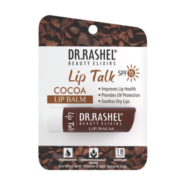 Dr.Rashel Cocoa Lip Balm - 4.5 gms – Tinted Lip Moisturizer for Dry and Chapped Lips, Enriched with vitamin E and Natural Oil, Intense Hydration and UV protection