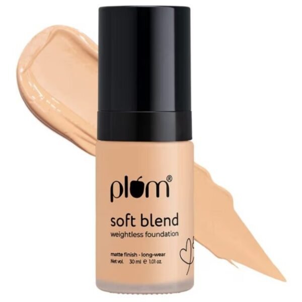 Plum Soft Blend Weightless Foundation | With Hyaluronic Acid | Matte Finish | Super Hydrating | 100% Vegan & Cruelty-Free | Halo Sand - 105P