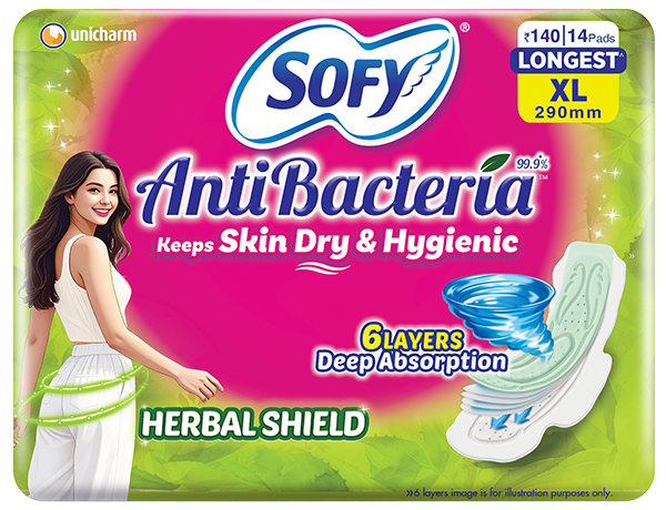 Sofy AntiBacteria XL | 14 Countpads |For Women Sanitary Pads | Hygiene & Herbs | X-Large